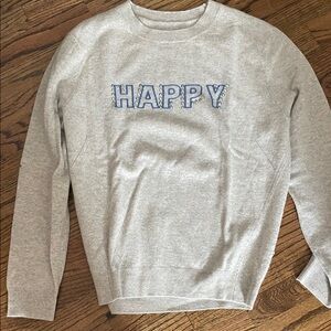 Zadig and Voltaire super cute Gray Sweater with Blue 'HAPPY' Embroidery